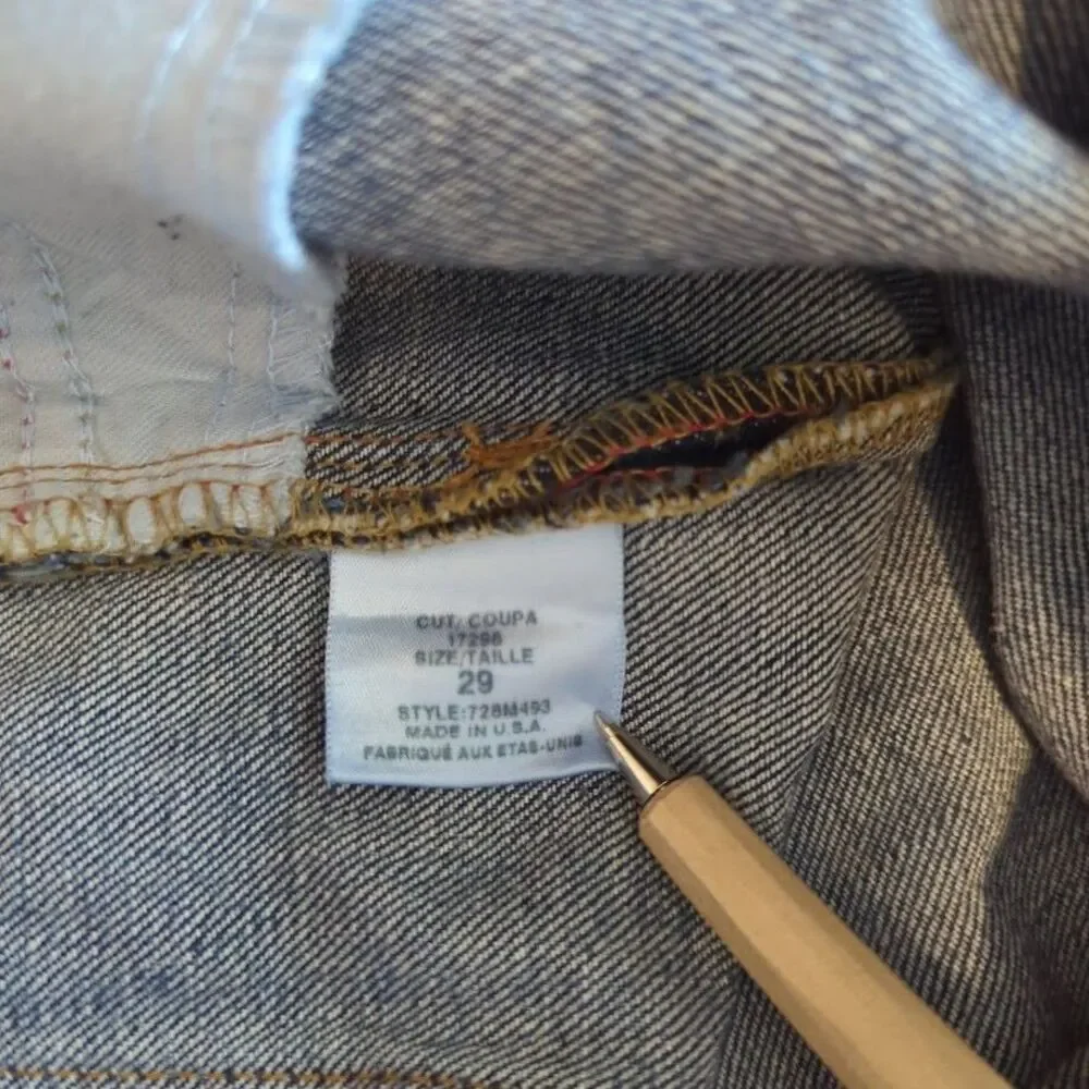 Vintage Y2K Allen B‎ Schwartz Frayed Embellished Flare Denim Jeans Women's 29